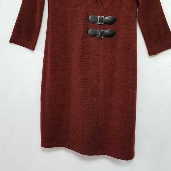 Connected Apparel Brown Textured Sheath Dress Size 12 - Picture 4 of 6